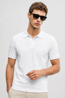 Martin Slim Fit Polo Yakalı Pike Tişört %100 Pamuk-Beyaz