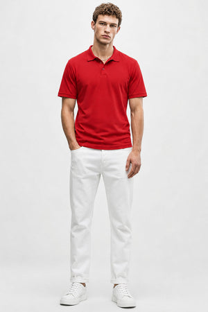 Martin Slim Fit Polo Yakalı Pike Tişört- %100 Pamuk Bordo