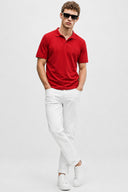 Martin Slim Fit Polo Yakalı Pike Tişört- %100 Pamuk Bordo