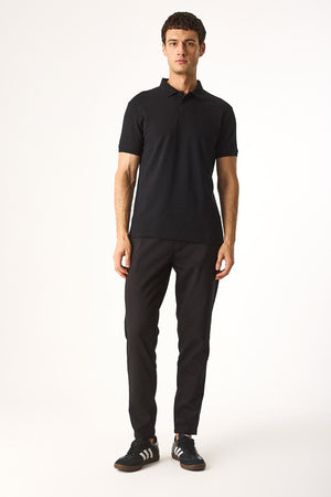 Erkek Martin Slim Fit Polo Yakalı Pike Tişört - Siyah