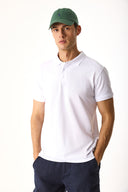 Erkek Martin Slim Fit Polo Yakalı Pike Tişört - Beyaz