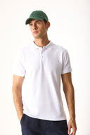 Erkek Martin Slim Fit Polo Yakalı Pike Tişört - Beyaz
