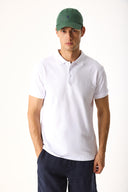 Erkek Martin Slim Fit Polo Yakalı Pike Tişört - Beyaz