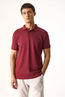 Erkek Martin Slim Fit Polo Yakalı Pike Tişört - Bordo