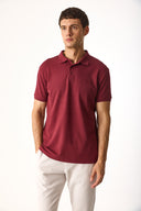 Erkek Martin Slim Fit Polo Yakalı Pike Tişört - Bordo
