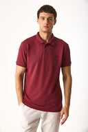 Erkek Martin Slim Fit Polo Yakalı Pike Tişört - Bordo