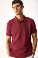 Erkek Martin Slim Fit Polo Yakalı Pike Tişört - Bordo