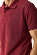 Erkek Martin Slim Fit Polo Yakalı Pike Tişört - Bordo