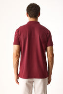 Erkek Martin Slim Fit Polo Yakalı Pike Tişört - Bordo