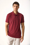 Martin Slim Fit Polo Yakalı Pike Tişört- %100 Pamuk Bordo