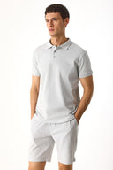 Erkek Martin Slim Fit Polo Yakalı Pike Tişört - Gri