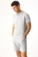 Erkek Martin Slim Fit Polo Yakalı Pike Tişört - Gri