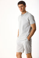 Erkek Martin Slim Fit Polo Yakalı Pike Tişört - Gri