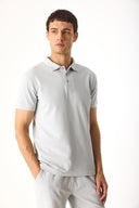 Erkek Martin Slim Fit Polo Yakalı Pike Tişört - Gri
