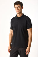 Erkek Martin Slim Fit Polo Yakalı Pike Tişört - Siyah