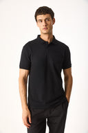 Erkek Martin Slim Fit Polo Yakalı Pike Tişört - Siyah