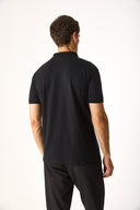 Erkek Martin Slim Fit Polo Yakalı Pike Tişört - Siyah