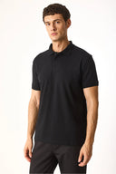 Martin Slim Fit Polo Yakalı Pike Tişört %100 Pamuk-Siyah