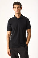 Martin Slim Fit Polo Yakalı Pike Tişört %100 Pamuk-Siyah