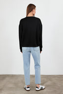 Kadın Mary Bisiklet Yaka Yumuşak Dokulu Basic Sweatshirt (CUPRO) - Siyah