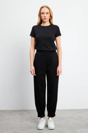 Kadın Mary Regular Fit Paçası Detaylı Yumuşak Dokulu Jogging Pantolon (CUPRO) - Siyah