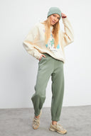 Kadın Mary Regular Fit Paçası Detaylı Yumuşak Dokulu Jogging Pantolon (CUPRO) - Ada Çayı