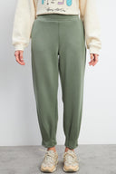 Kadın Mary Regular Fit Paçası Detaylı Yumuşak Dokulu Jogging Pantolon (CUPRO) - Ada Çayı