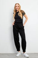 Kadın Mary Regular Fit Paçası Detaylı Yumuşak Dokulu Jogging Pantolon (CUPRO) - Siyah