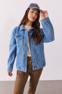 Kadın Maya Sky Blue Jean Ceket %100 Pamuk - Sky Blue