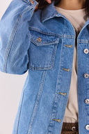 Kadın Maya Sky Blue Jean Ceket %100 Pamuk - Sky Blue
