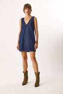 Kadın Mina Rins Yıkamalı Jile Jean Elbise %100 Pamuk - Rins