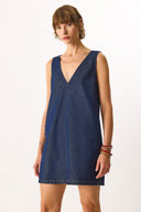 Kadın Mina Rins Yıkamalı Jile Jean Elbise %100 Pamuk - Rins