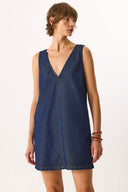 Kadın Mina Rins Yıkamalı Jile Jean Elbise %100 Pamuk - Rins