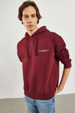 Erkek Mindset Baskılı Sweatshirt - Bordo