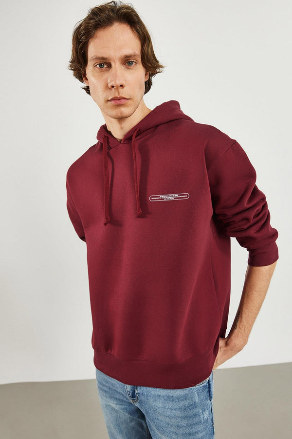 Erkek Mindset Bordo Baskılı Sweatshirt