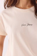 Kadın Mini Vena Logo Baskılı Regular Fit Tişört %100 Pamuk - Bej