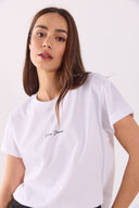 Kadın Mini Vena Logo Baskılı Regular Fit Tişört %100 Pamuk - Beyaz