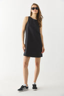 Kadın Miranda Bisiklet Yaka Regular Fit Keten Elbise - Siyah