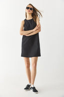 Kadın Miranda Bisiklet Yaka Regular Fit Keten Elbise - Siyah