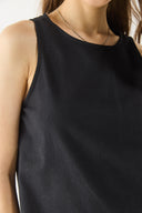 Kadın Miranda Bisiklet Yaka Regular Fit Keten Elbise - Siyah