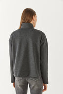 Kadın Molly Yakası Çıt Çıtlı Sweatshirt - Antrasit