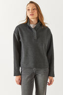 Kadın Molly Yakası Çıt Çıtlı Sweatshirt - Antrasit