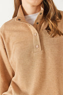 Kadın Molly Yakası Çıt Çıtlı Sweatshirt - Taba