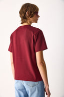 Kadın Nakışlı Sloganlı Tişört %100 Pamuk - Bordo