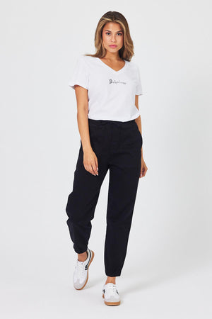 Kadın Nenya Şalvar Jogger Pantolon - Siyah