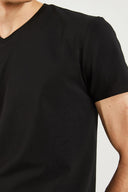 Erkek Nick V Yaka Slim Fit Basic Tişört - Siyah