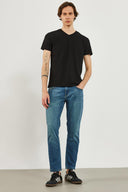 Erkek Nick V Yaka Slim Fit Basic Tişört - Siyah