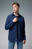 Erkek Nicolas Regular Fit Dark Blue Jean Gömlek %100 Pamuk - Dark Blue
