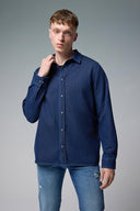 Erkek Nicolas Regular Fit Dark Blue Jean Gömlek %100 Pamuk - Dark Blue