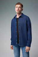 Erkek Nicolas Regular Fit Dark Blue Jean Gömlek %100 Pamuk - Dark Blue